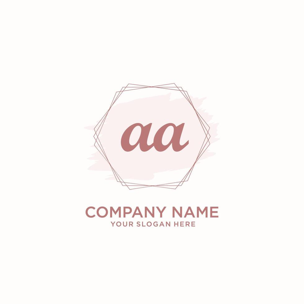 Handwriting Initial AA Logo with Brush and Geometric Style, vector