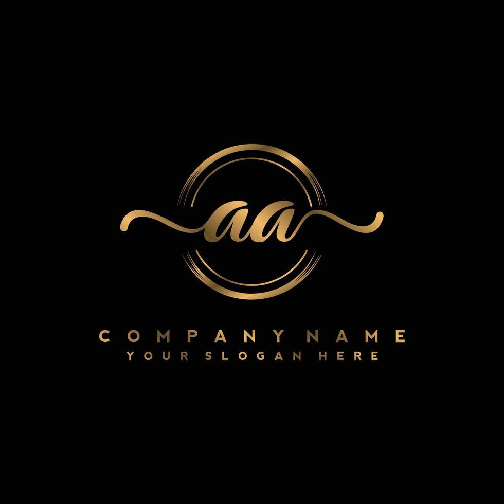 AA Initial Handwriting Logo with Circular Wave Design vector