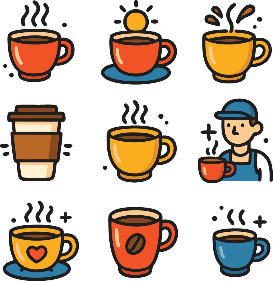 Simple and stylish coffee cup clip art, ideal for menu design, cafe branding, or cozy-themed digital content. vector