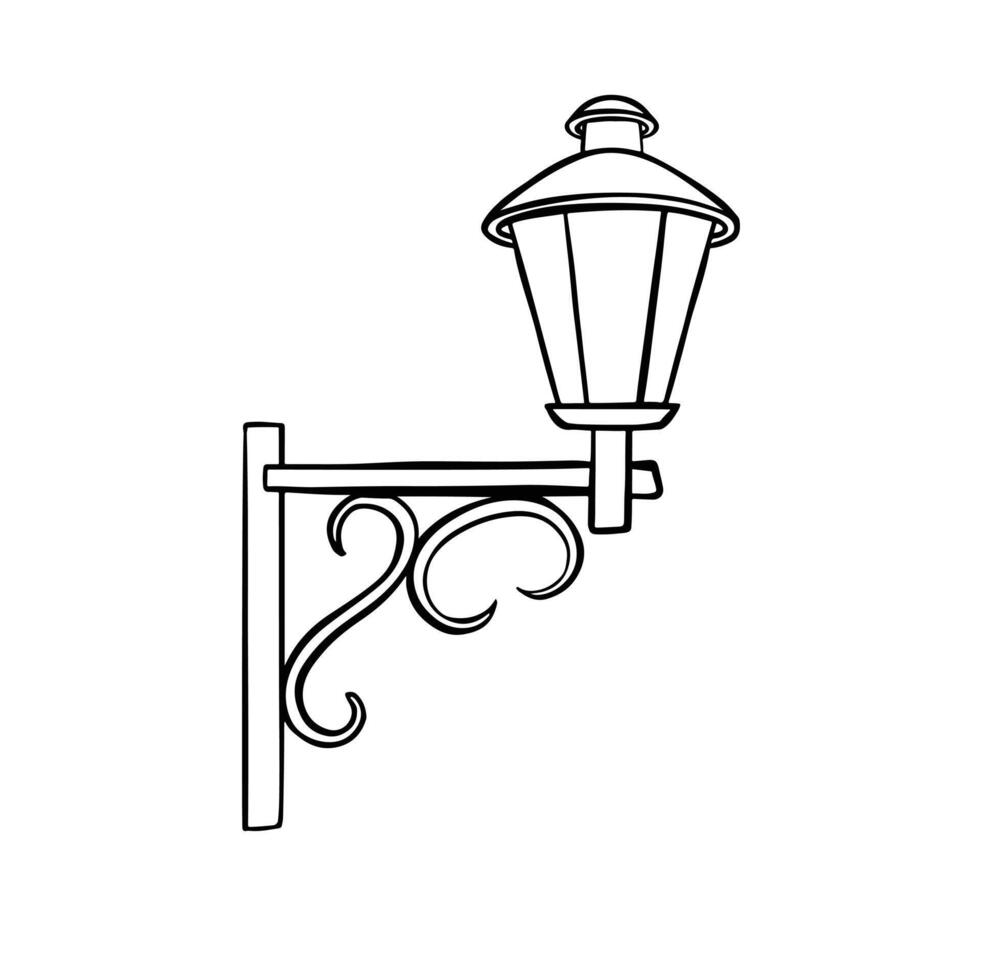 lantern, lamp line illustration by hand vector