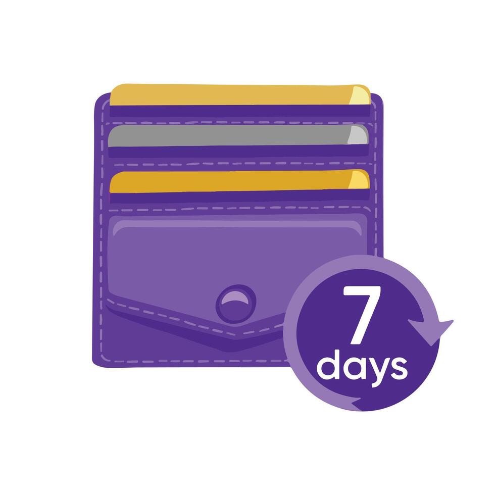 cardholder virtual wallet symbol for 7 days color vector