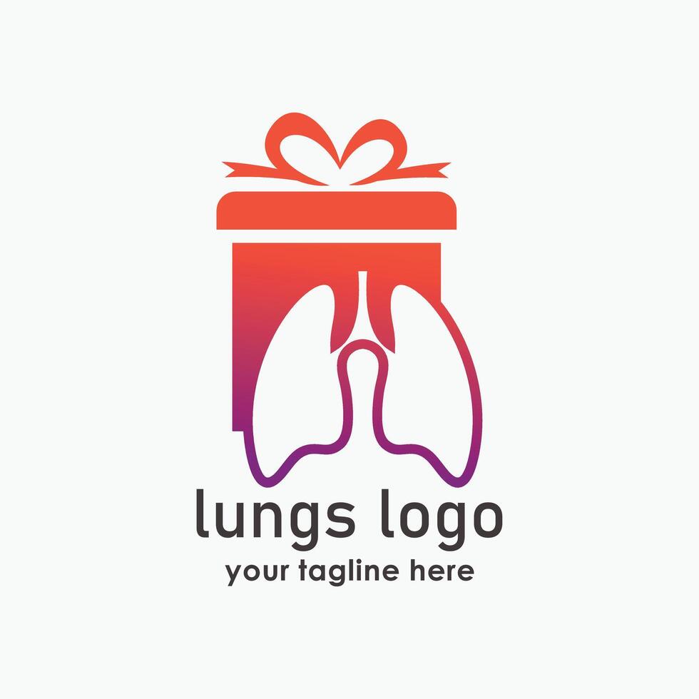 lung health logo design illustration, lung and gift logo template, health logo inspiration vector