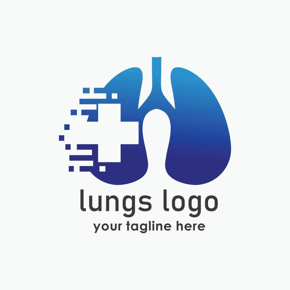 Lung care logo design , minimalist logo concept , Lungs Health logo template vector