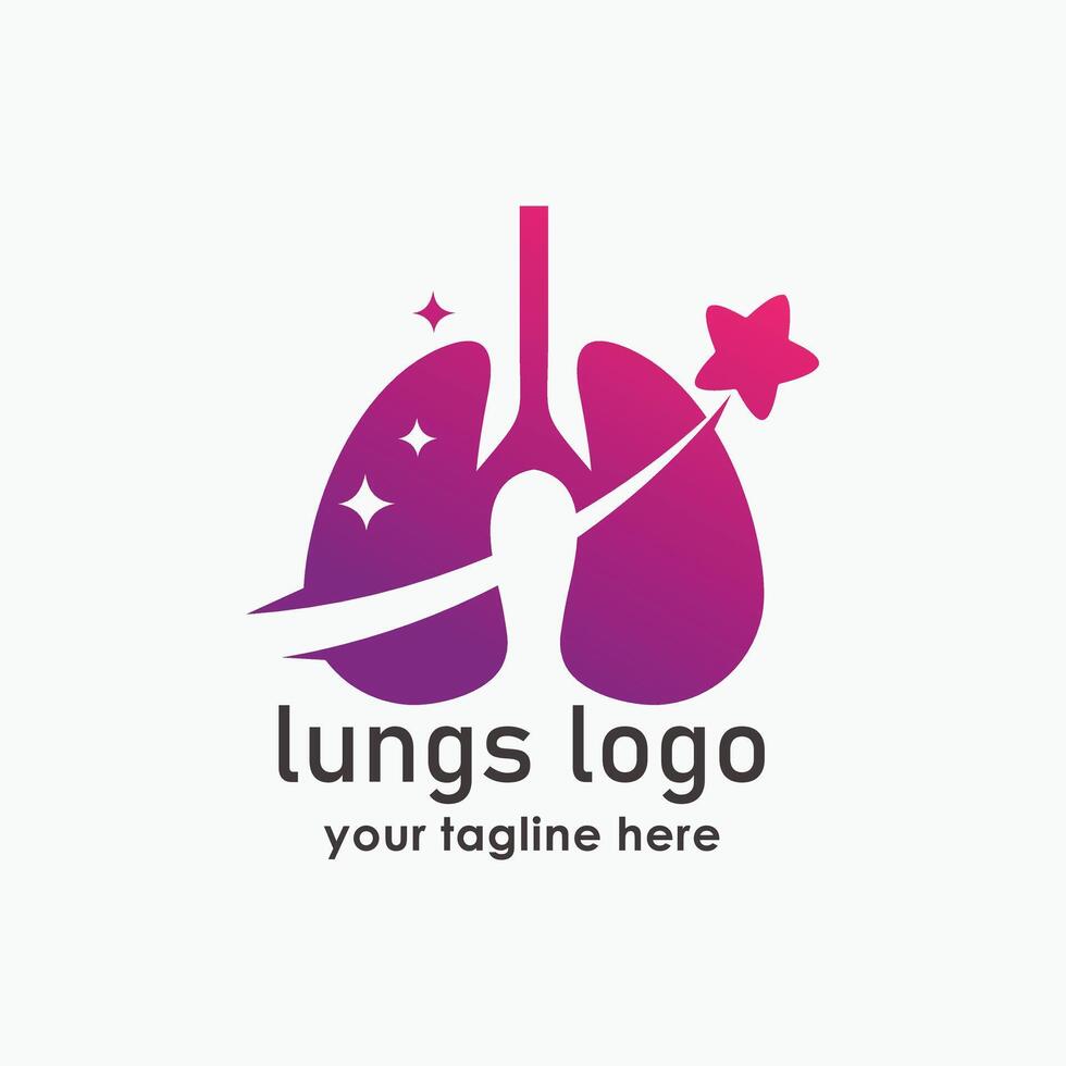 Lungs Star logo designs , Health Lungs logo template concept vector