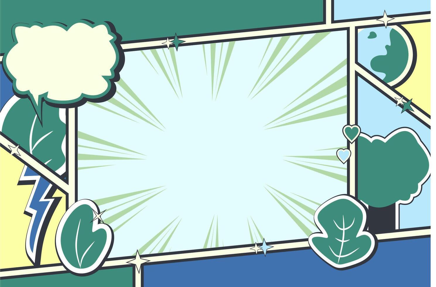 a comic book style frame with a speech bubble and a tree, Environment and Nature Theme vector