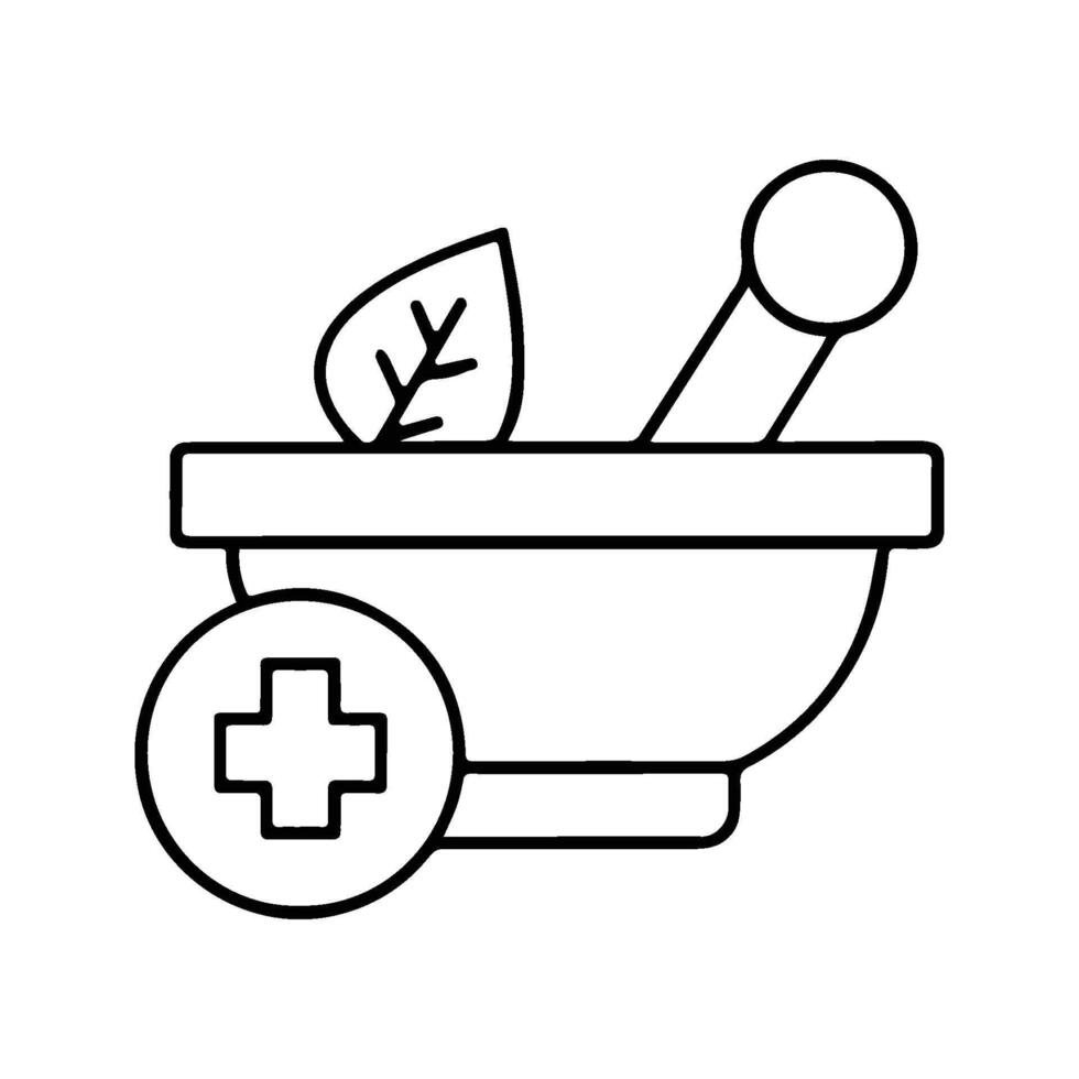 Herbal Bowl Line Icon. vector