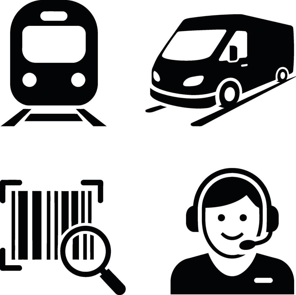 Logistics and Customer Support Solid Icon Set vector
