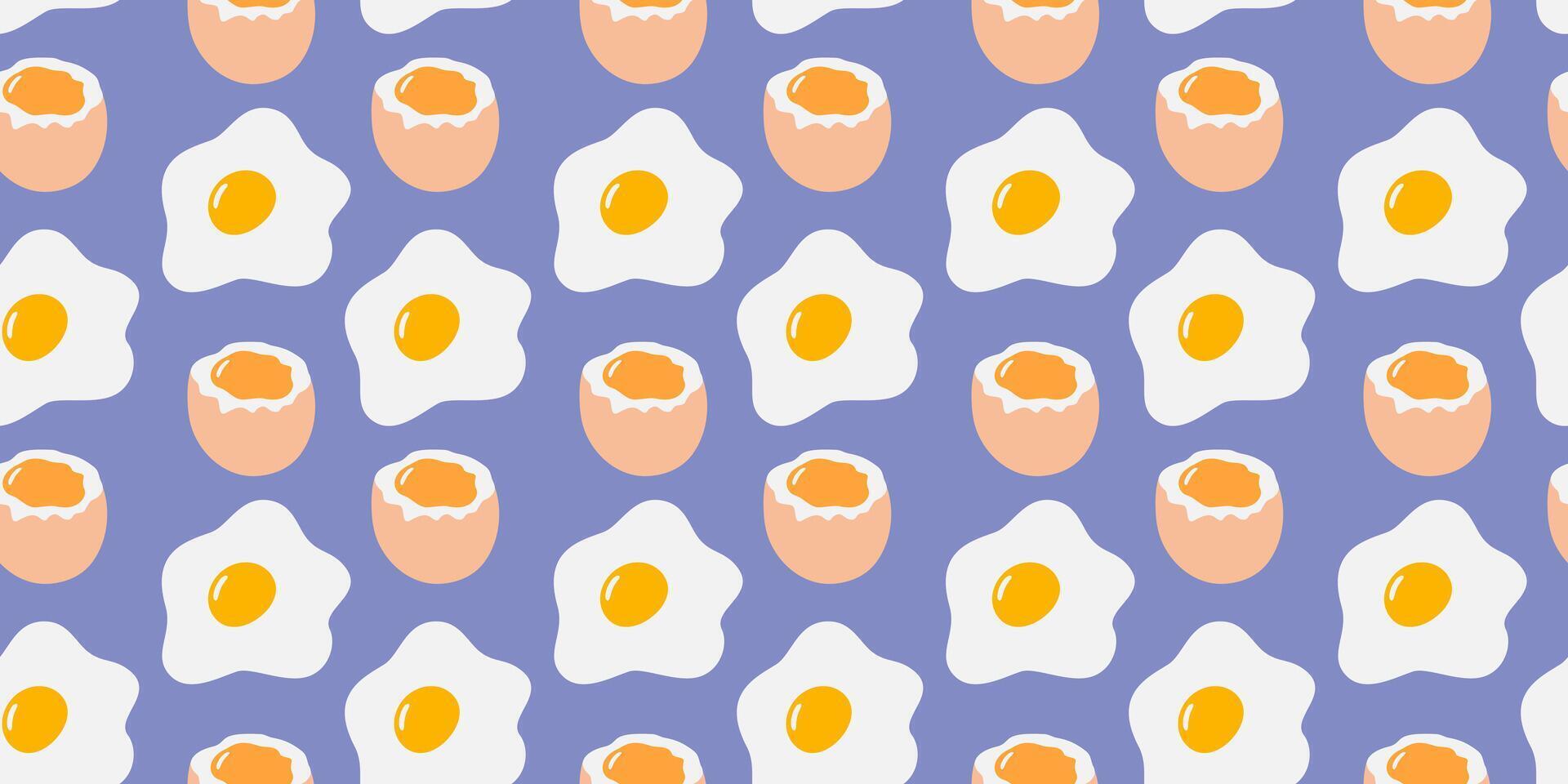 lightly boiled egg and Fried Egg Seamless pattern World Egg Day Food poster promo Background idea. Isolated illustration Wrapping Thematic Recipe or Menu cards, web promo banner, leaflet, label vector