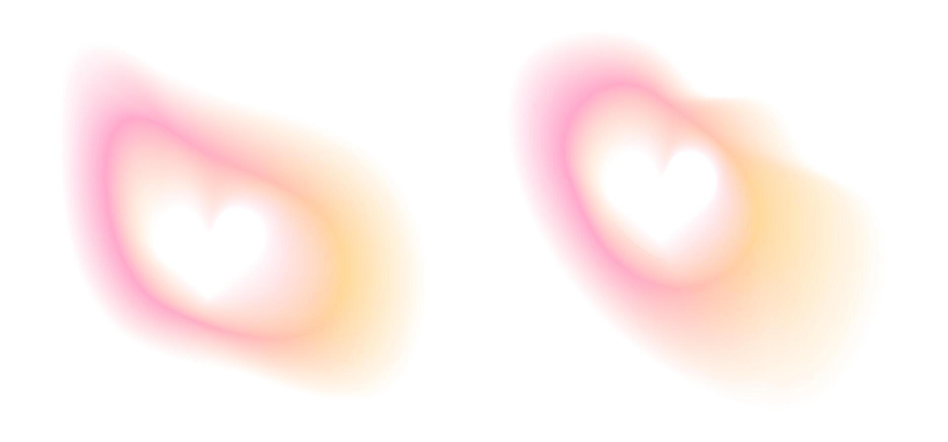 Aura gradient blur frame element. Abstract pink and yellow gradation with soft mesh effect. Aesthetic Valentine ombre halo figure for decoration. Different love modern paint design pack. vector