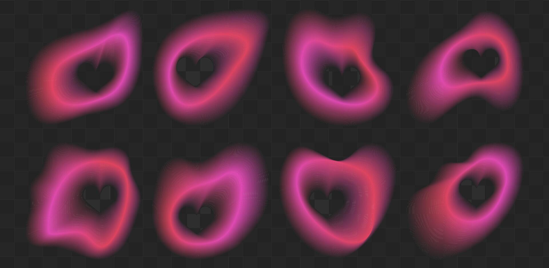 Heart frame with gradient blur. Abstract y2k color gradation in pink and blue. Red soft aura effect design. Neon blurry ombre figure . Modern minimal aesthetic Valentine watercolor decoration. vector