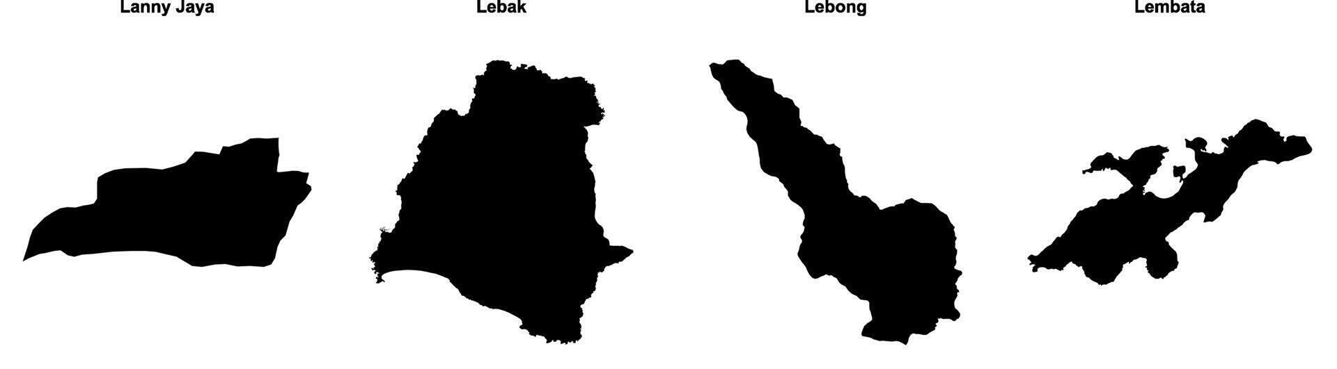 Lanny Jaya, Lebak, Lebong, Lembata outline maps vector