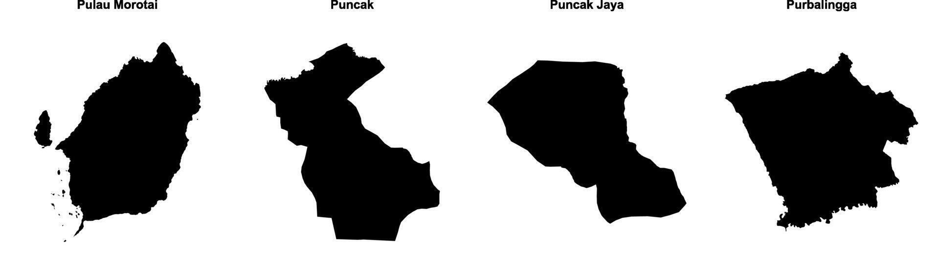 Pulau Morotai, Puncak, Puncak Jaya, Purbalingga outline maps vector