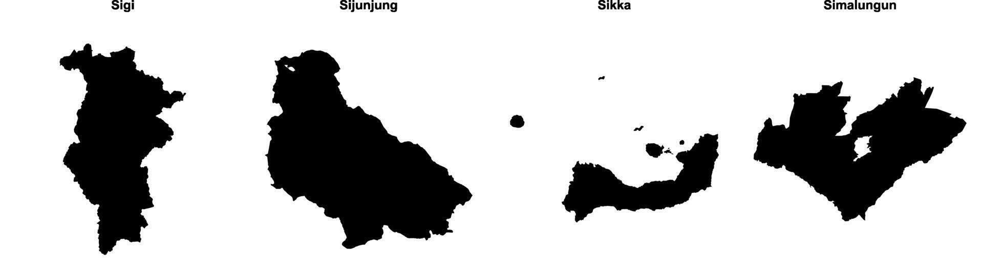 Sigi, Sijunjung, Sikka, Simalungun outline maps vector