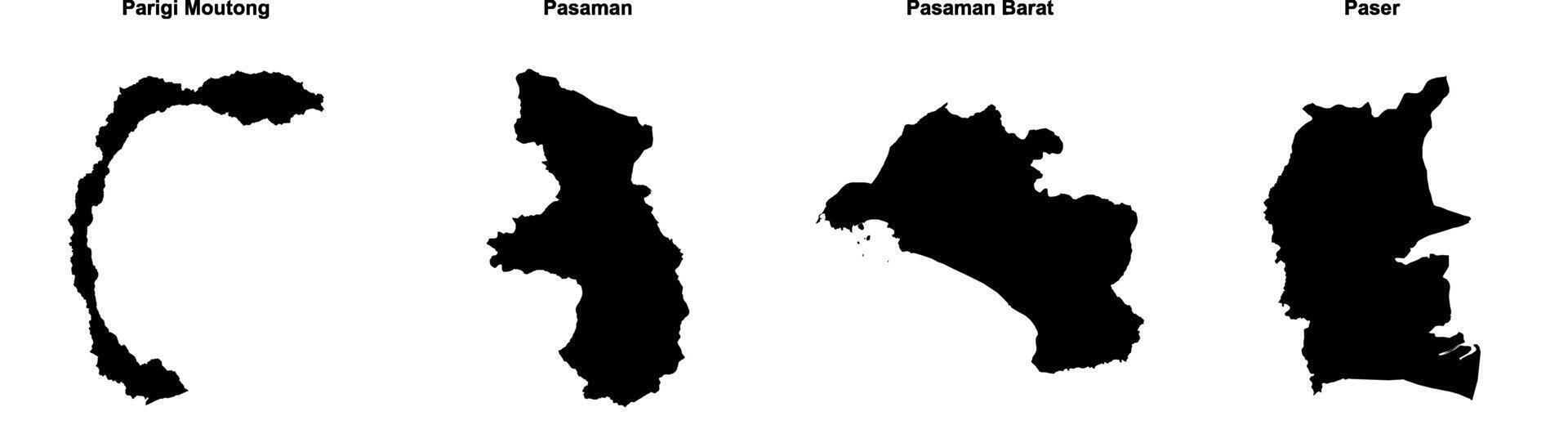 Parigi Moutong, Pasaman, Pasaman Barat, Paser outline maps vector