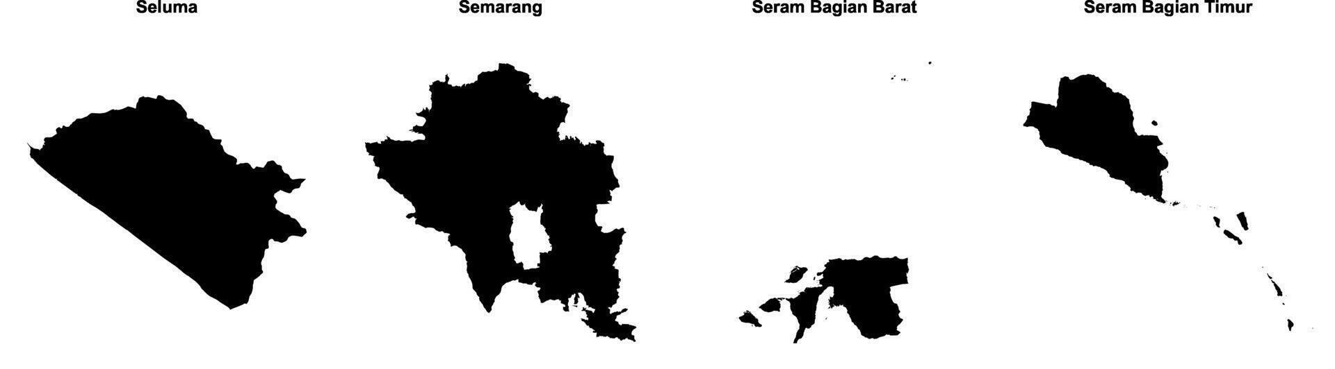 Seluma, Semarang, Seram Bagian Barat, Seram Bagian Timur outline maps vector