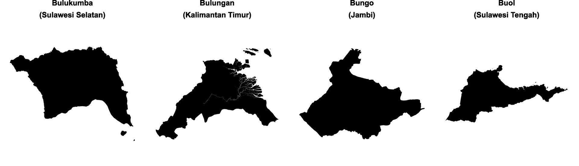 Bulukumba, Bulungan, Bungo, Buol outline maps vector