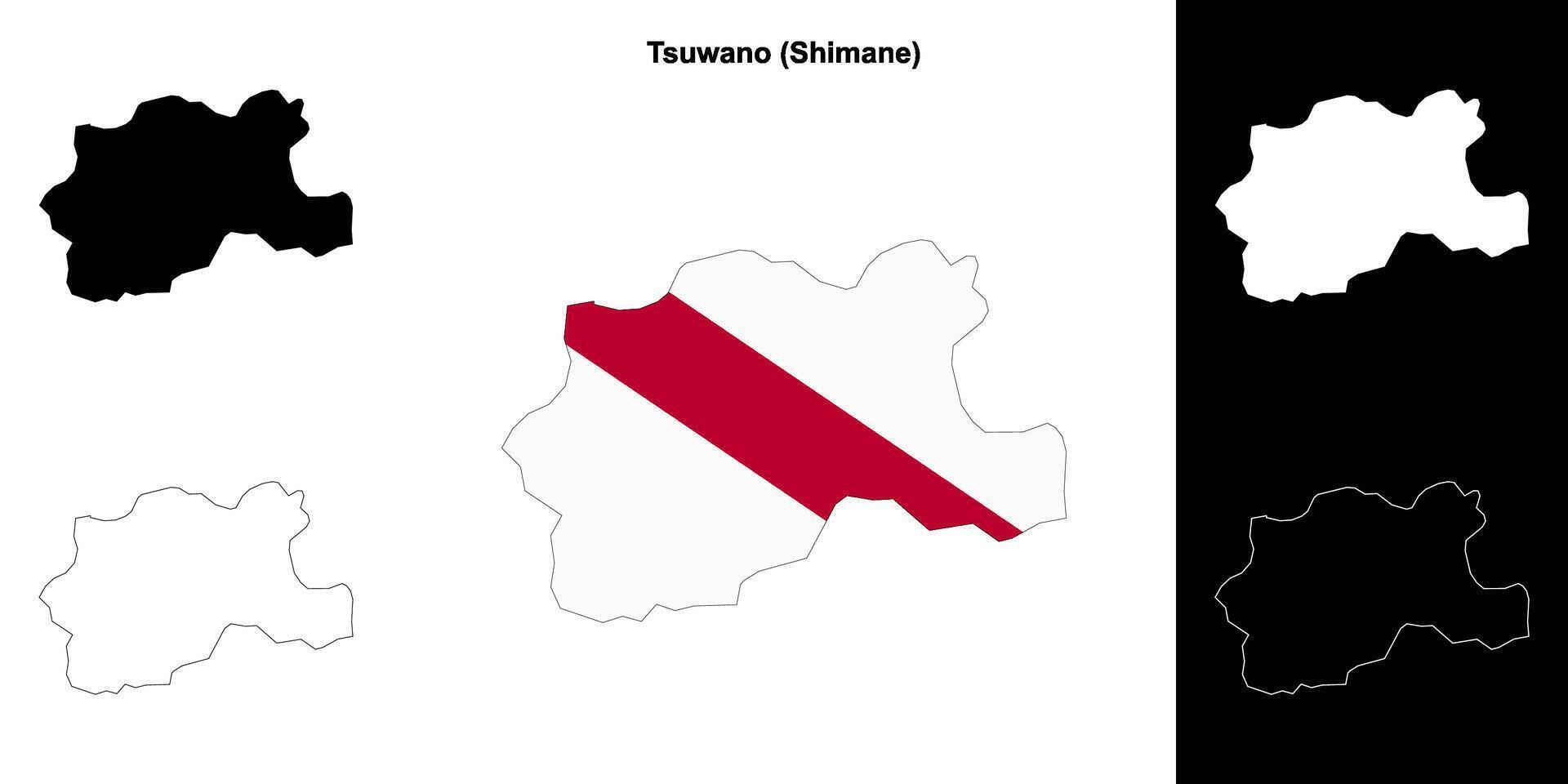Tsuwano, Shimane outline map set vector