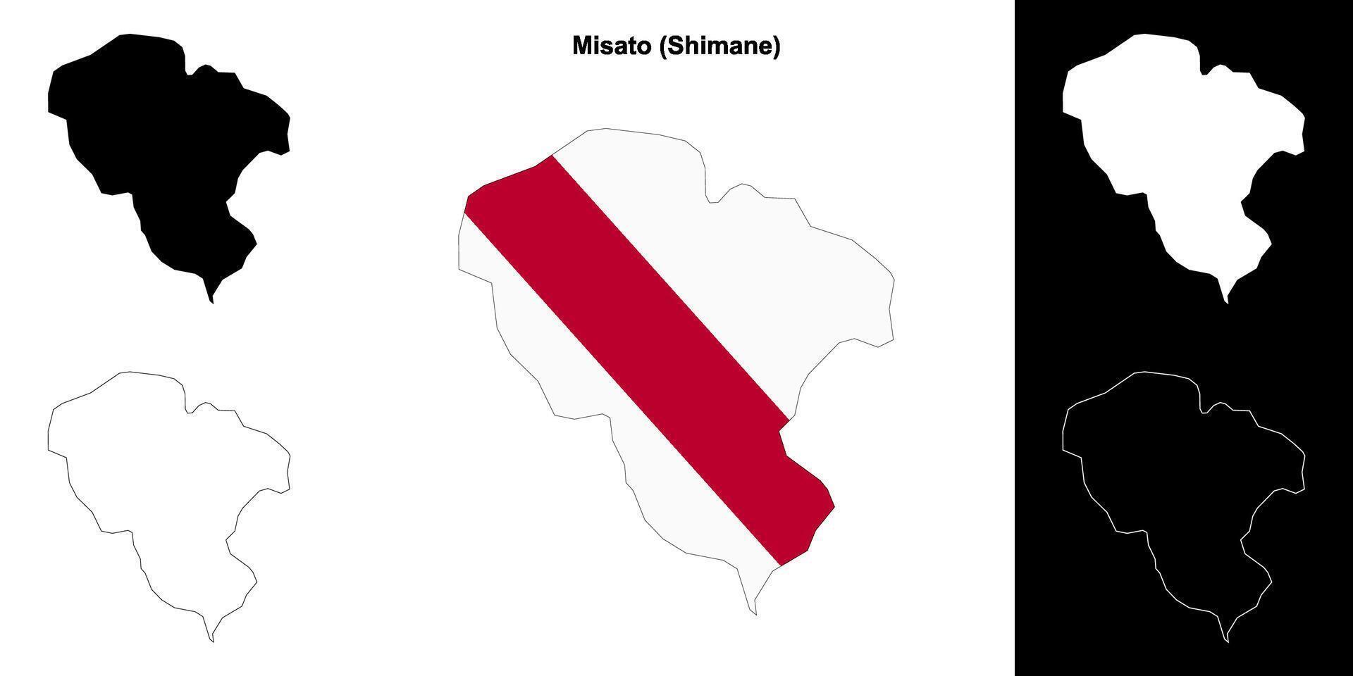 Misato, Shimane outline map set vector