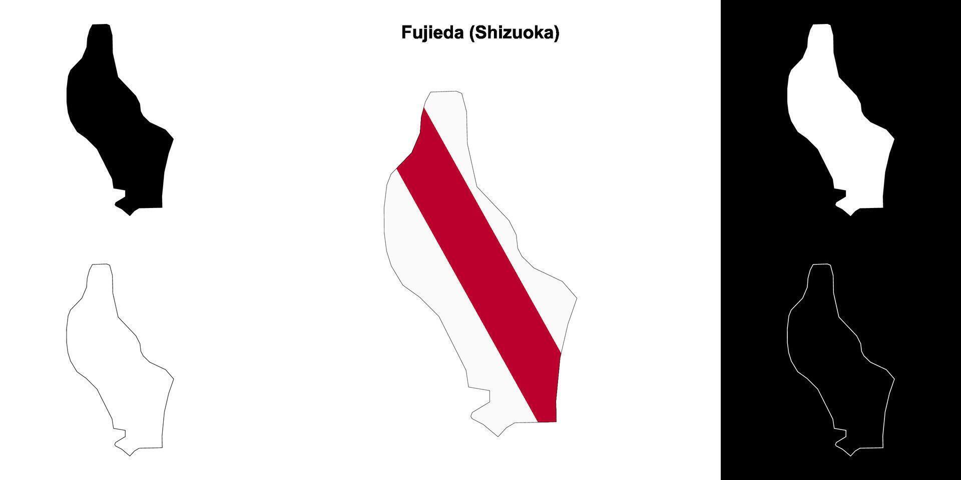 Fujieda, Shizuoka outline map set vector