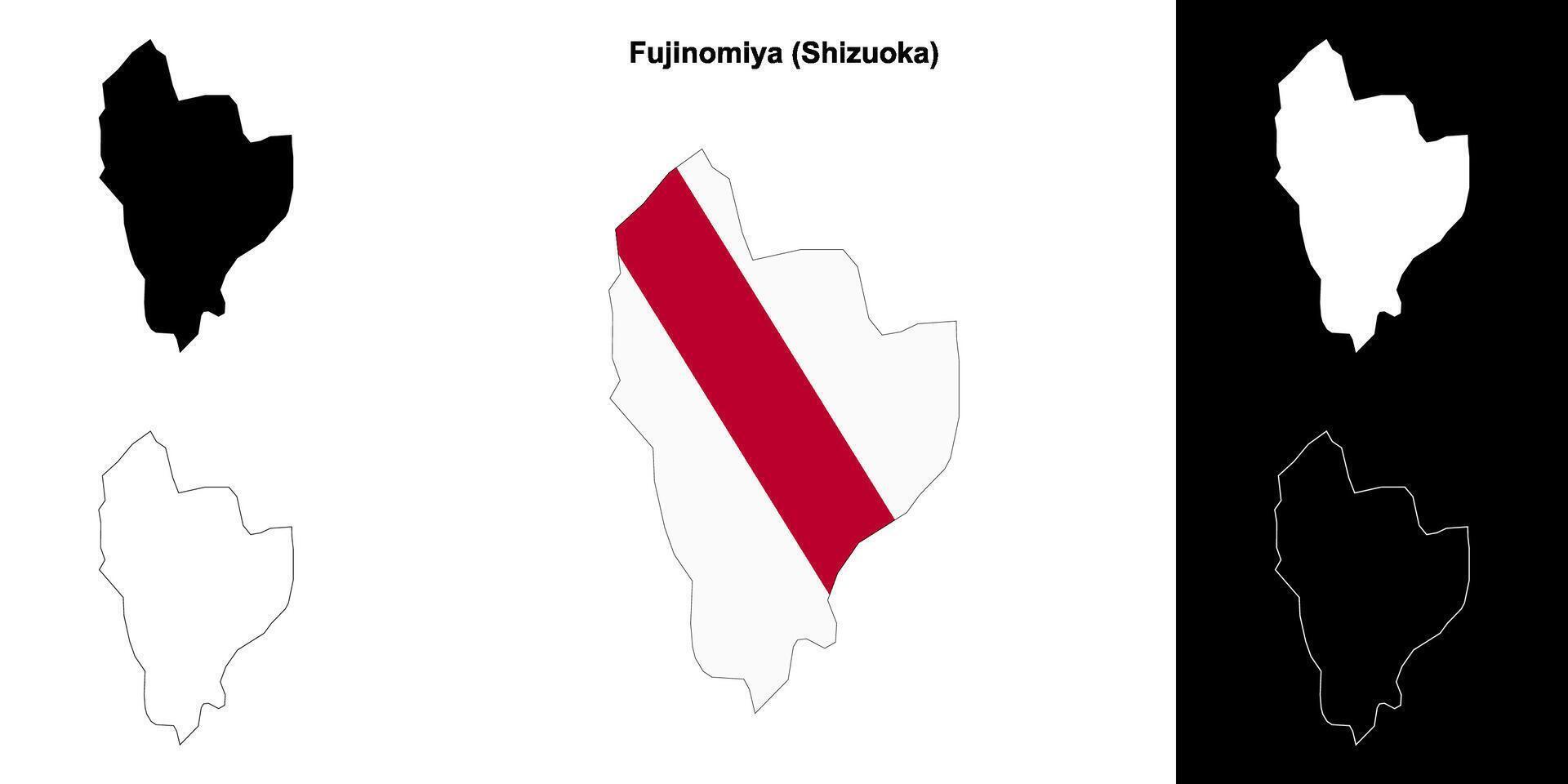 Fujinomiya, Shizuoka outline map set vector