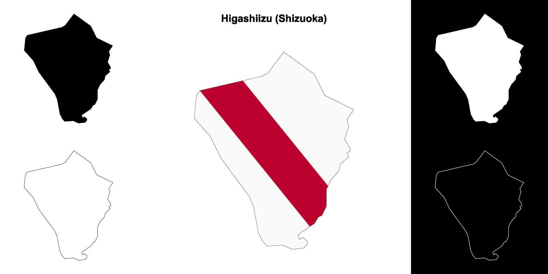 Higashiizu, Shizuoka outline map set vector