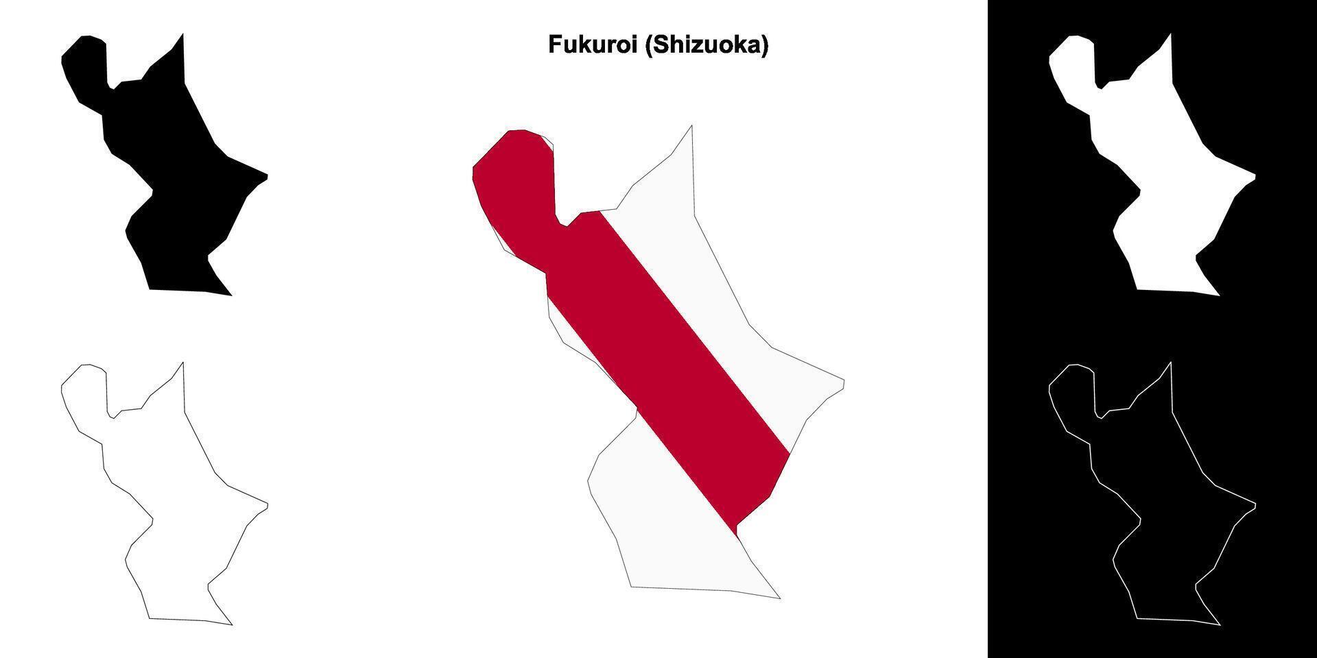 Fukuroi, Shizuoka outline map set vector