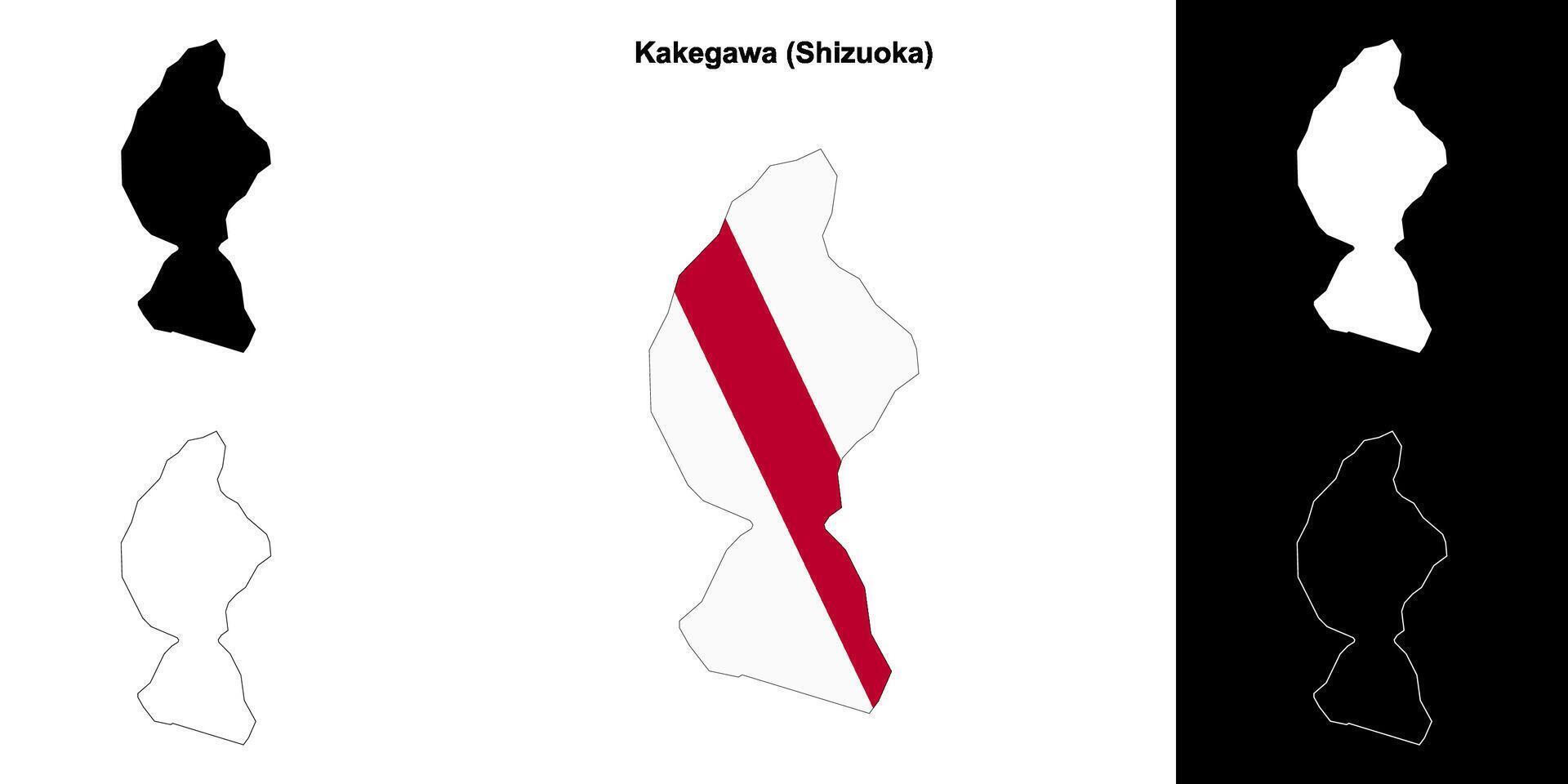 Kakegawa, Shizuoka outline map set vector