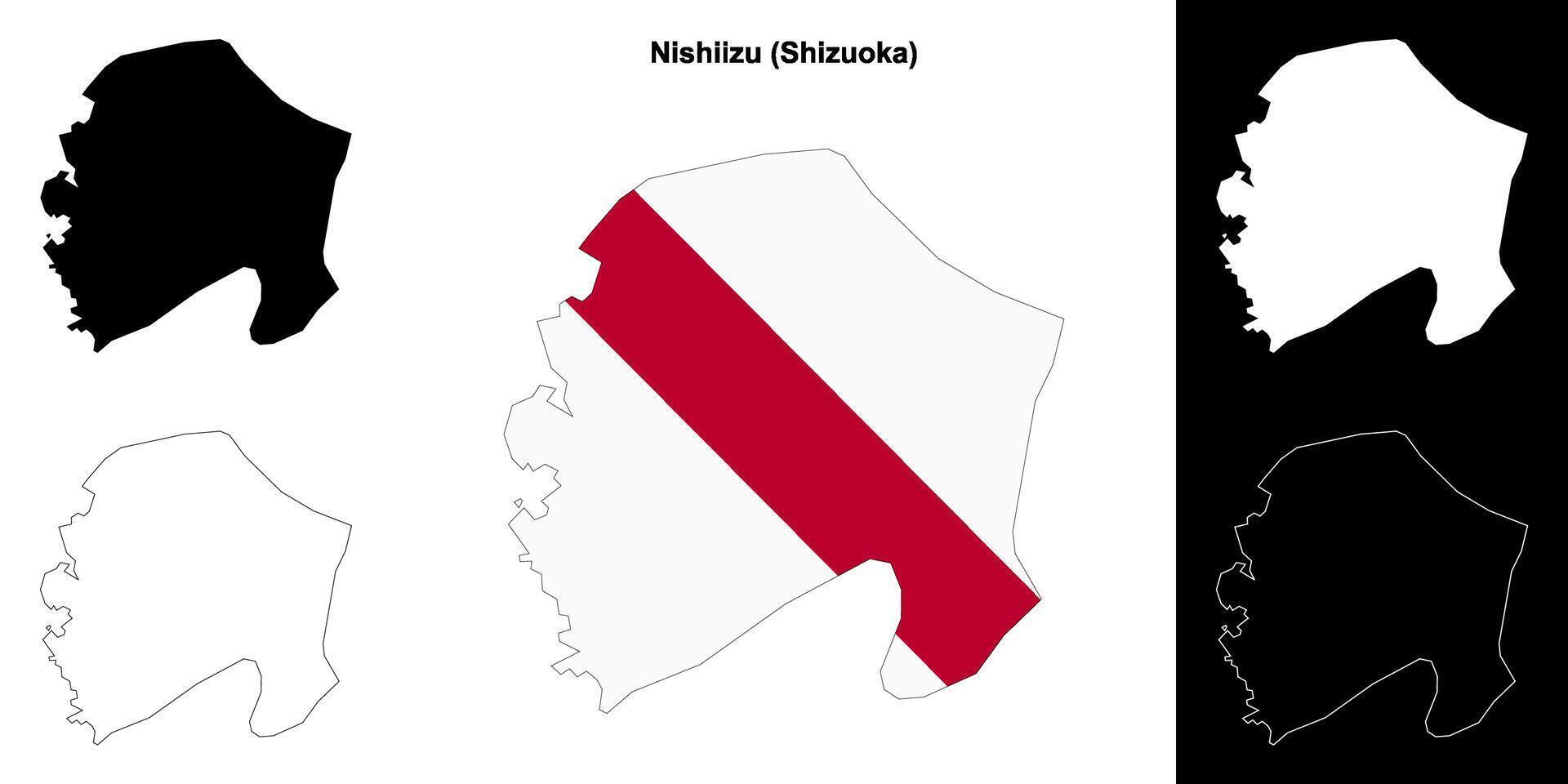 Nishiizu, Shizuoka outline map set vector