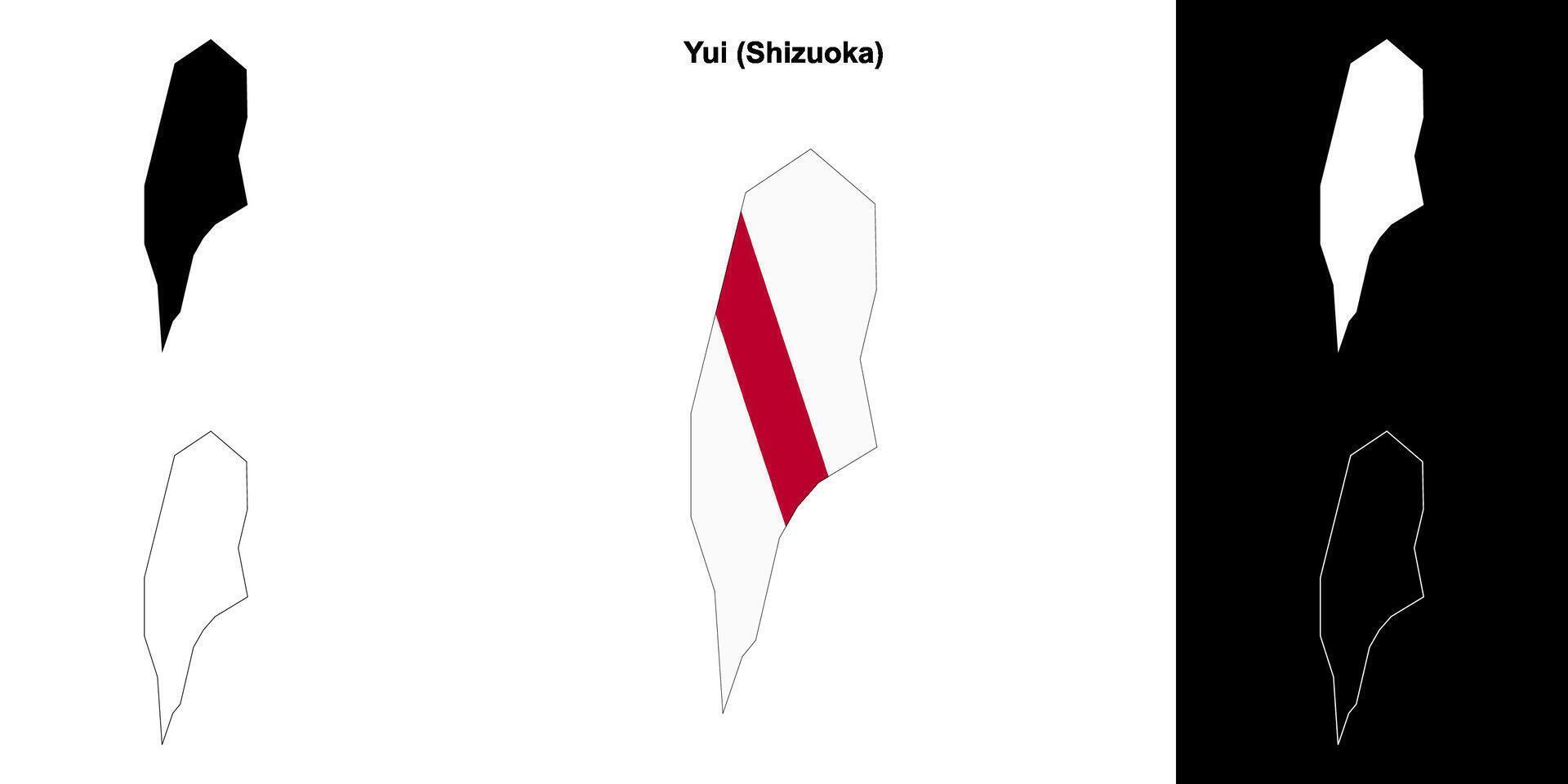 Yui, Shizuoka outline map set vector