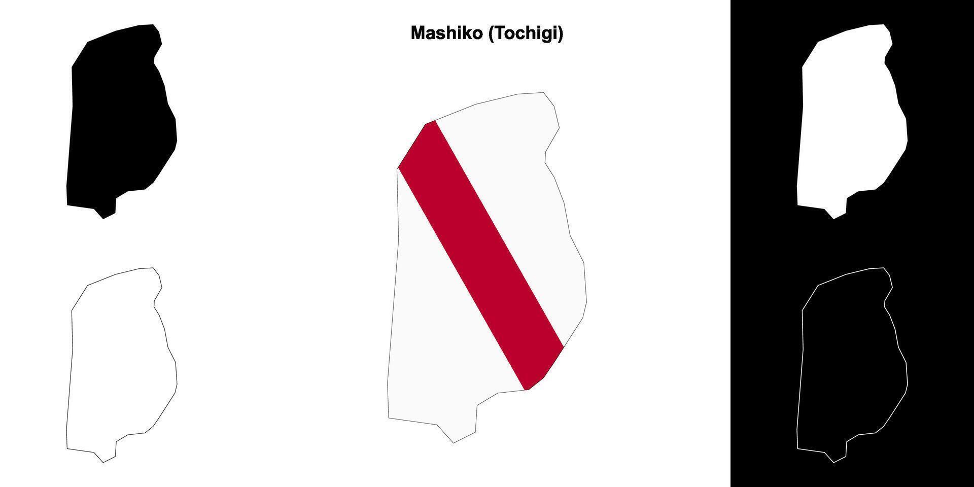 Mashiko, Tochigi outline map set vector