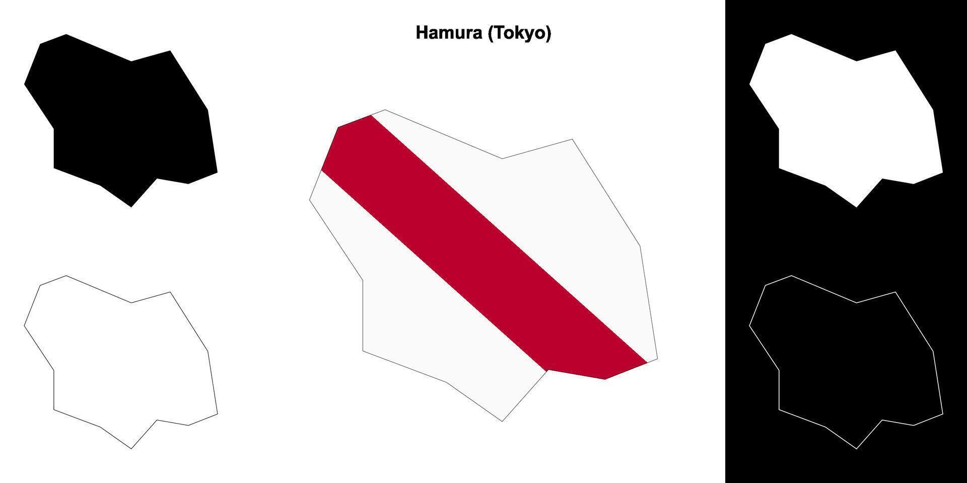 Hamura, Tokyo outline map set vector