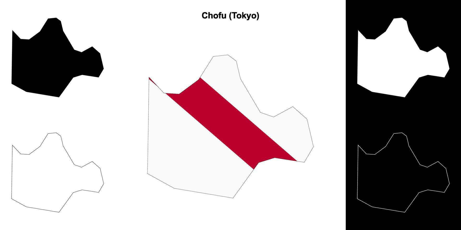 Chofu, Tokyo outline map set vector