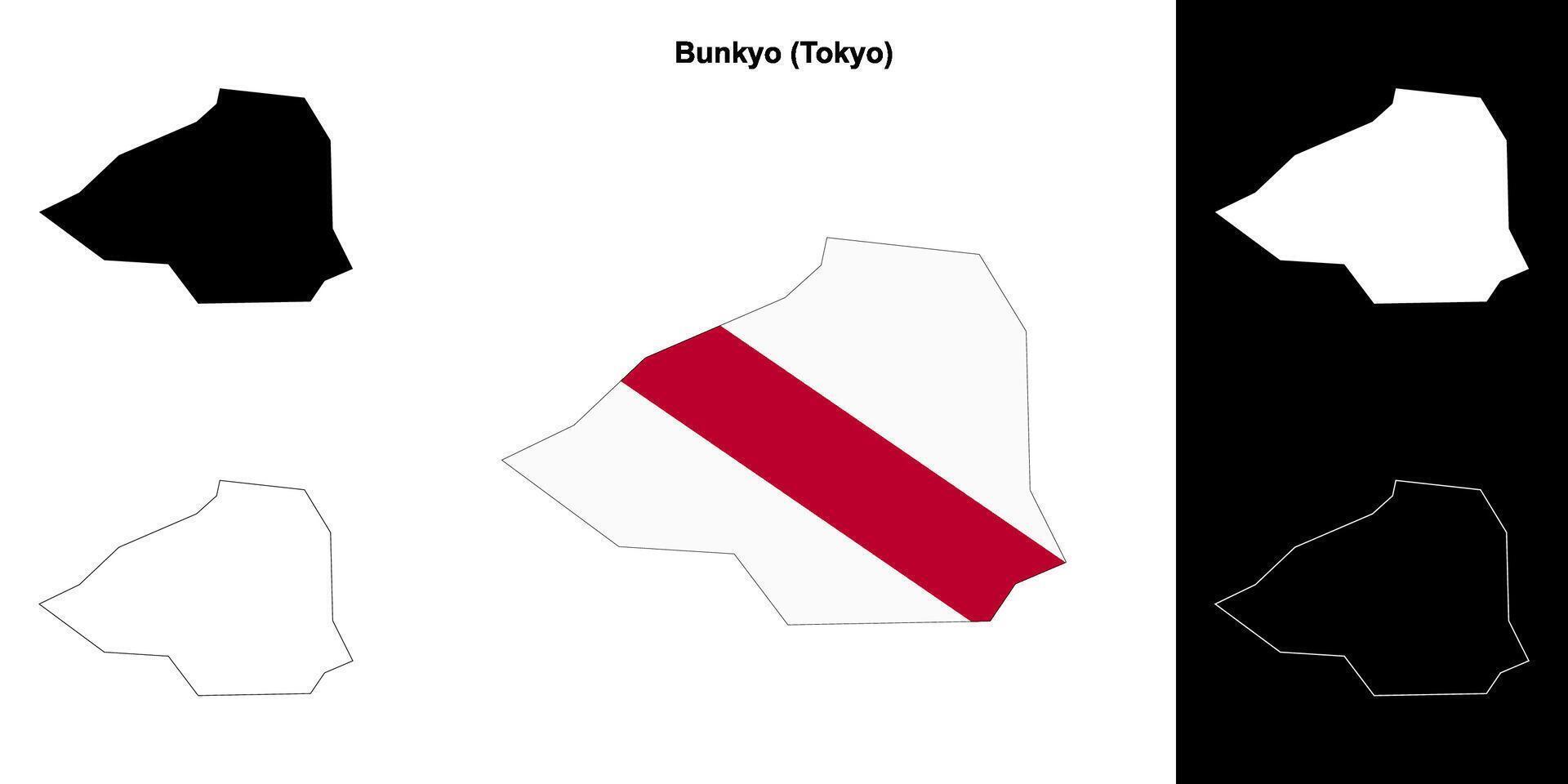 Bunkyo, Tokyo outline map set vector