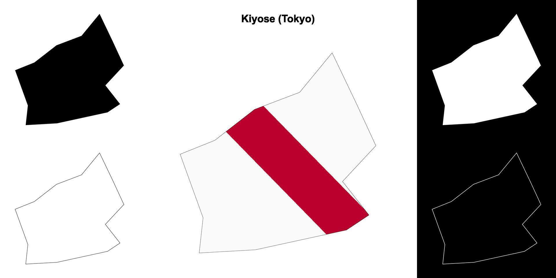 Kiyose, Tokyo outline map set vector