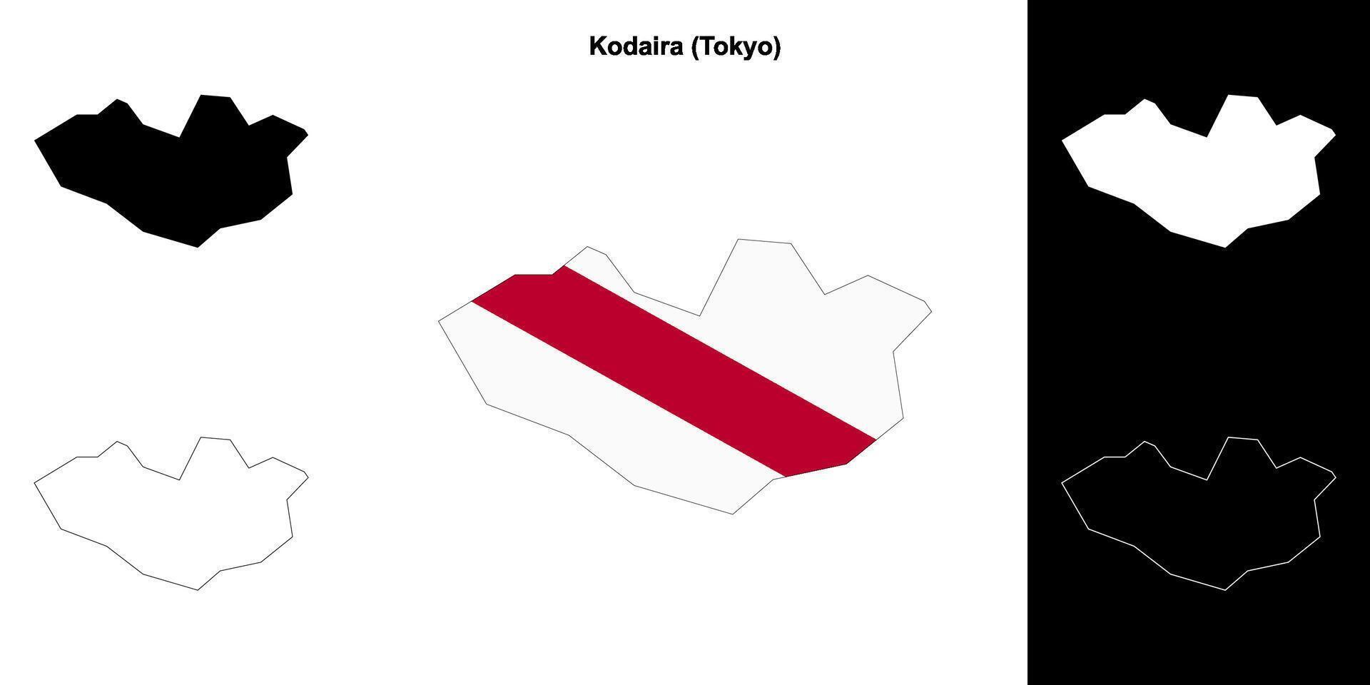 Kodaira, Tokyo outline map set vector