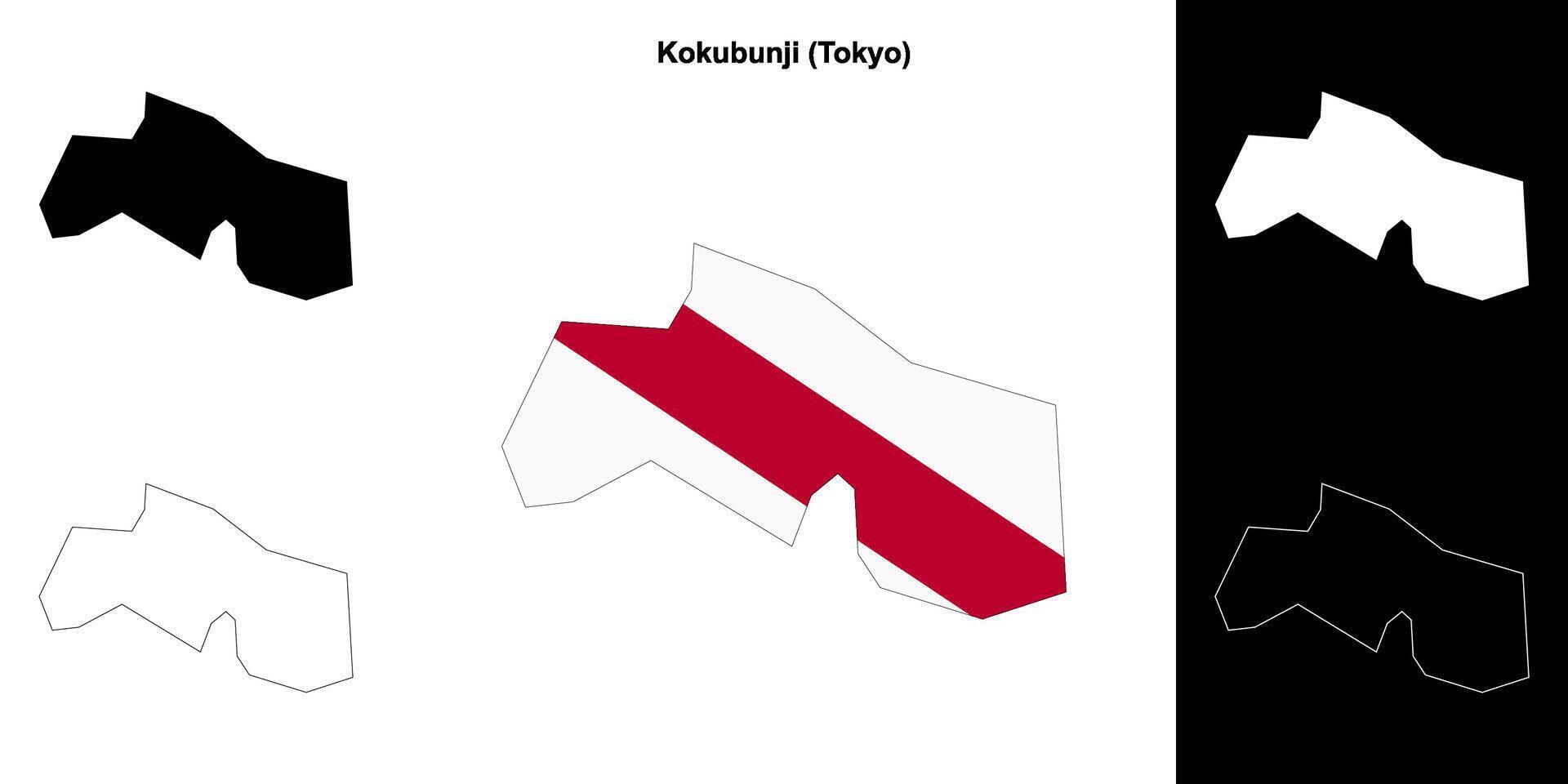 Kokubunji, Tokyo outline map set vector