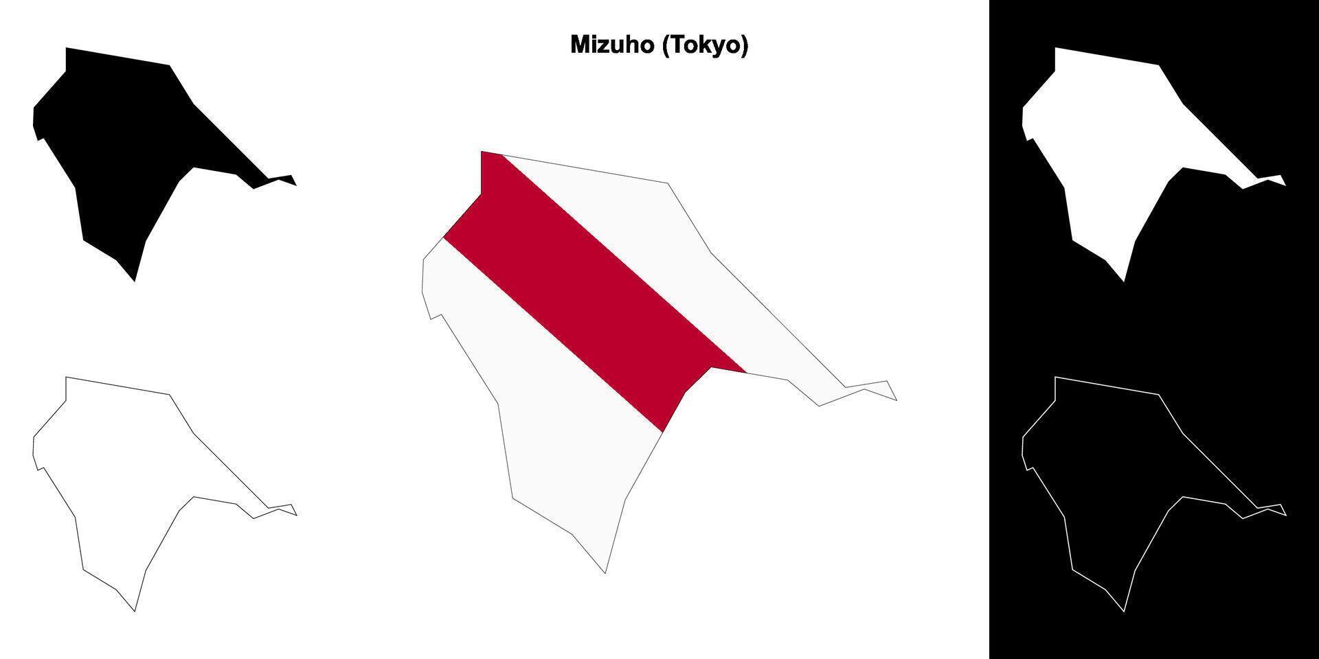 Mizuho, Tokyo outline map set vector