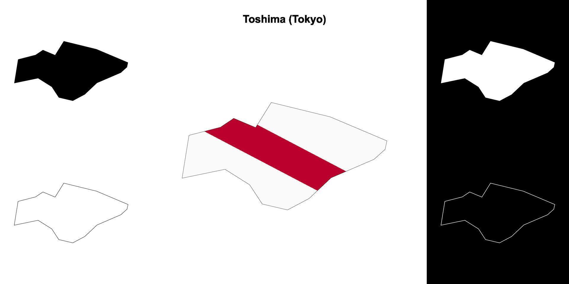Toshima, Tokyo outline map set vector