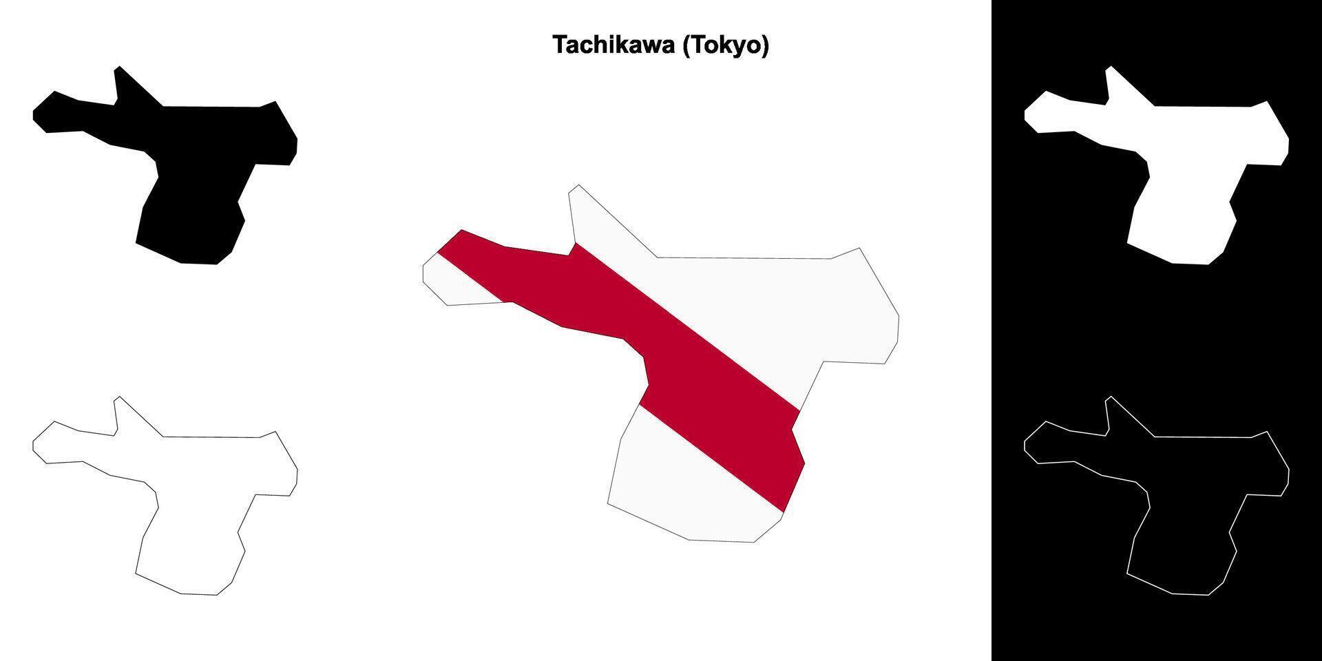 Tachikawa, Tokyo outline map set vector