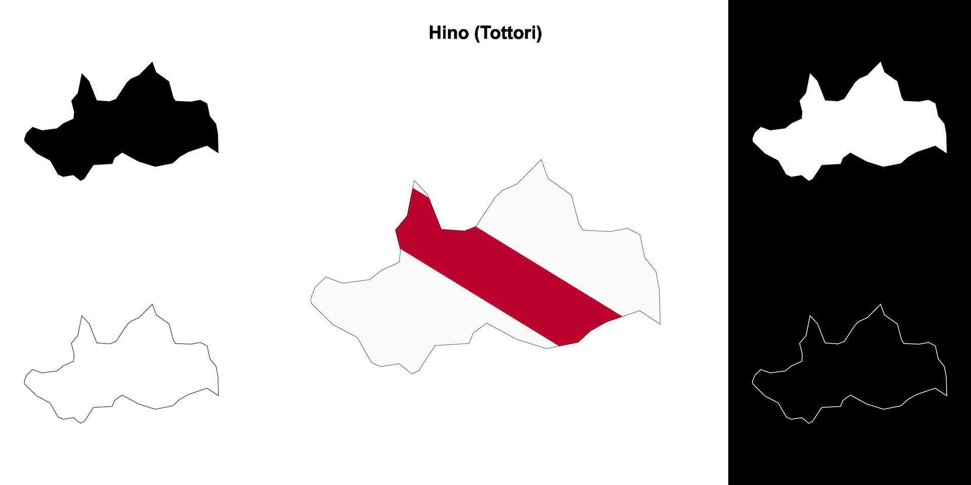 Hino, Tottori outline map set vector