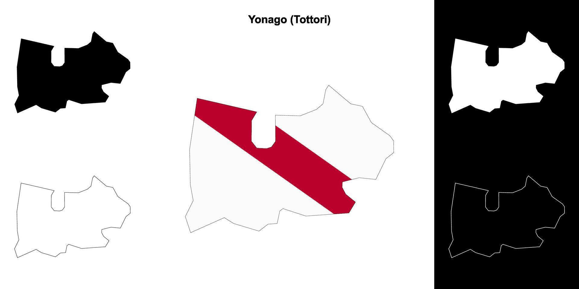 Yonago, Tottori outline map set vector