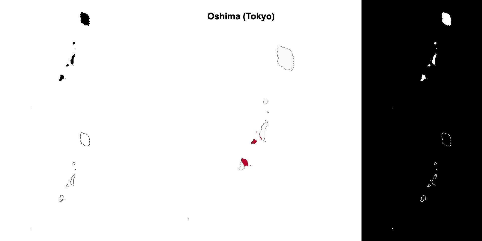 Oshima, Tokyo outline map set vector