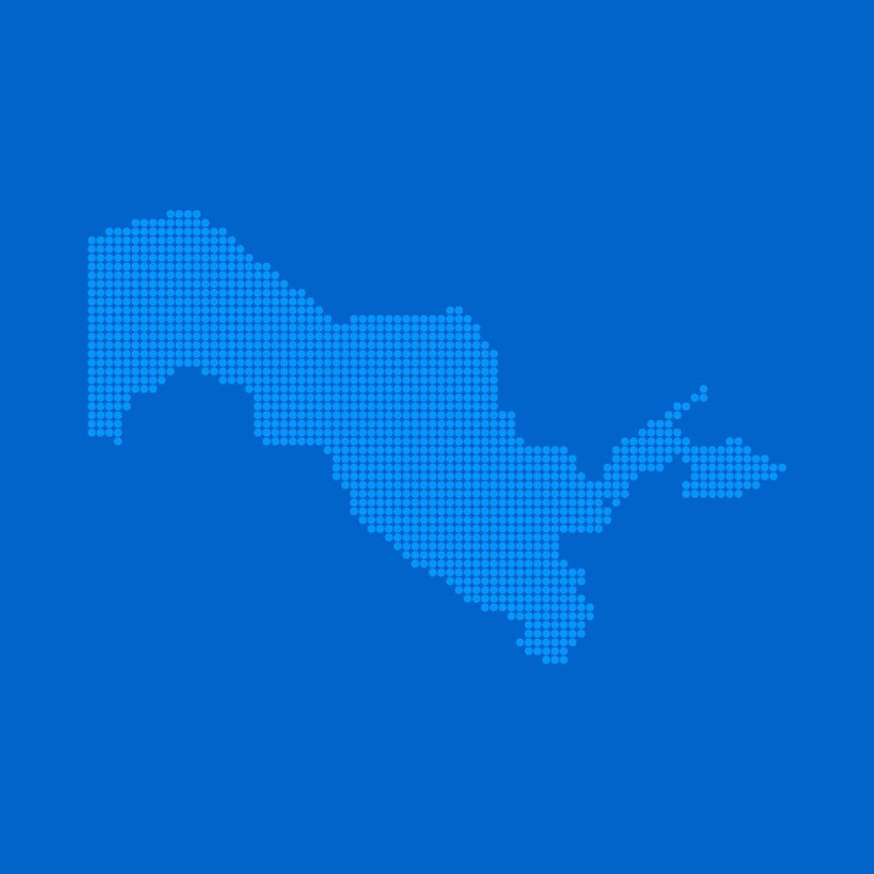 Blue halftone dot outline map background of Uzbekistan vector