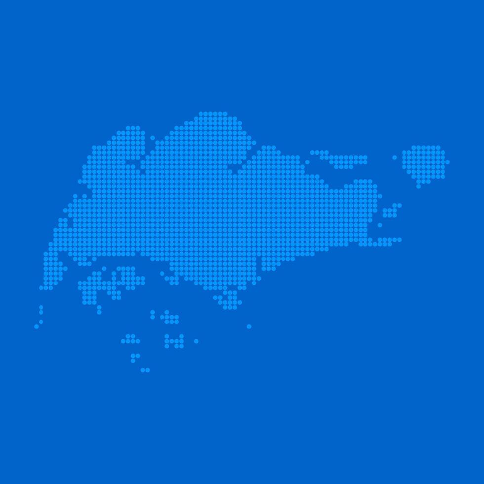 Blue halftone dot outline map background of Singapore vector