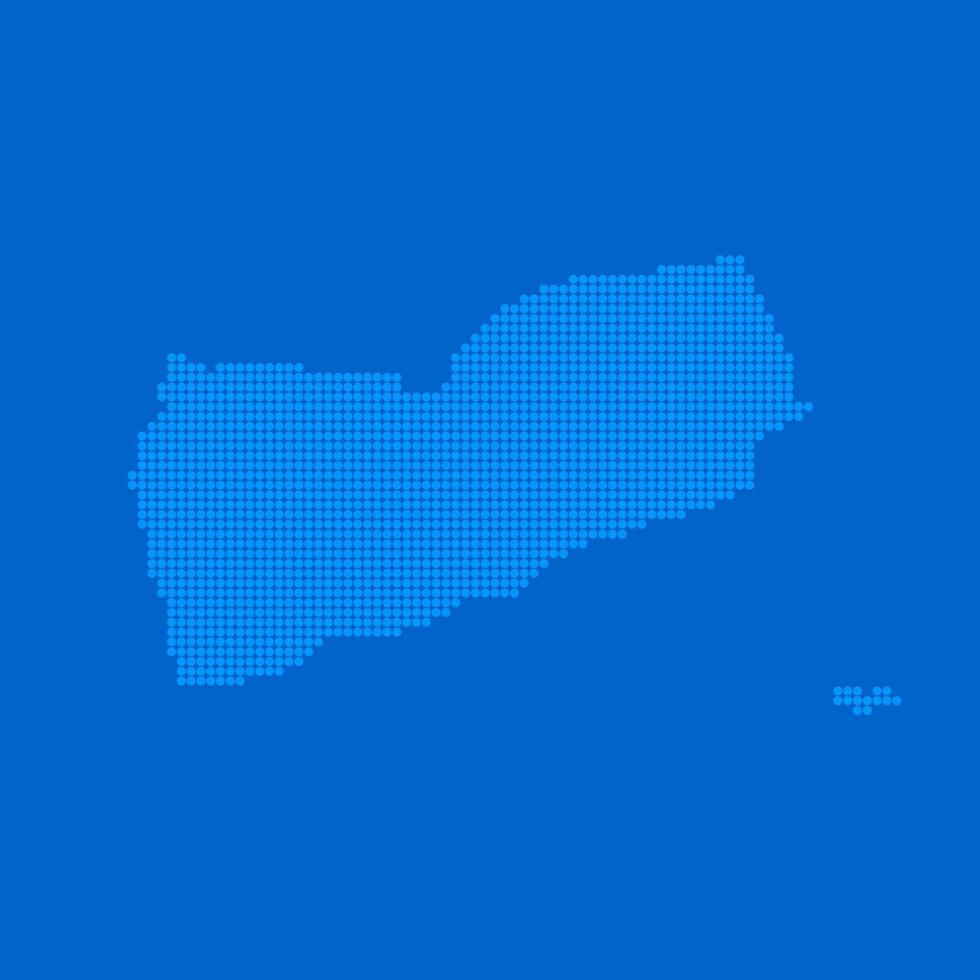 Blue halftone dot outline map background of Yemen vector