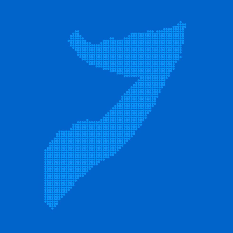 Blue halftone dot outline map background of Somalia vector