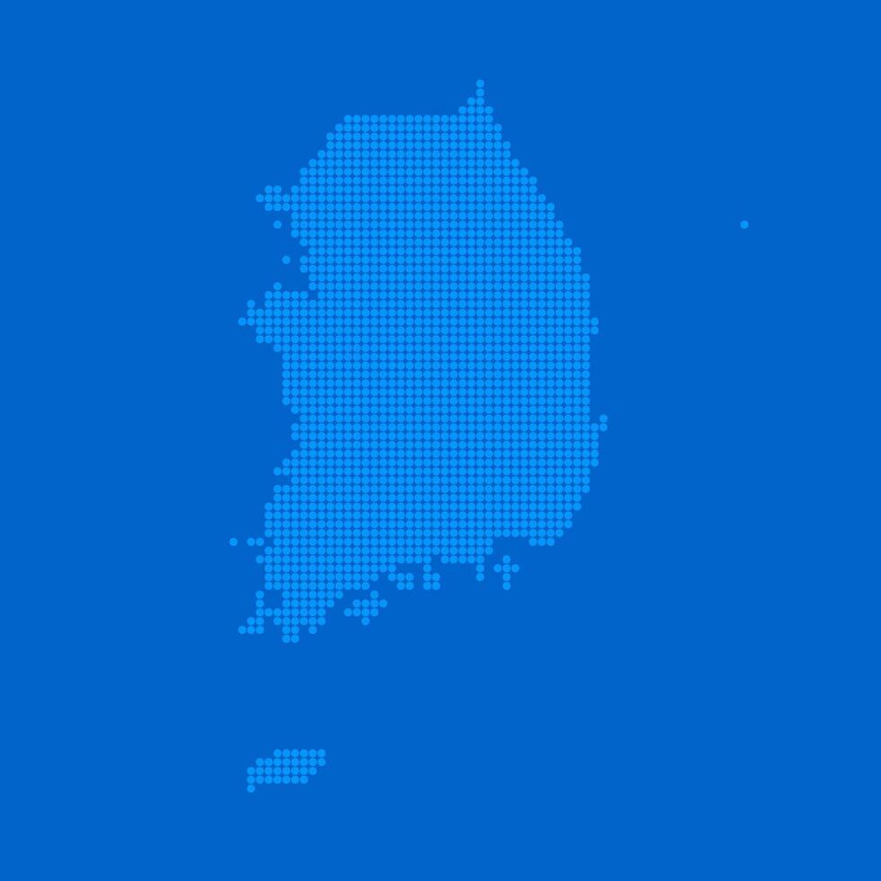 Blue halftone dot outline map background of South Korea vector