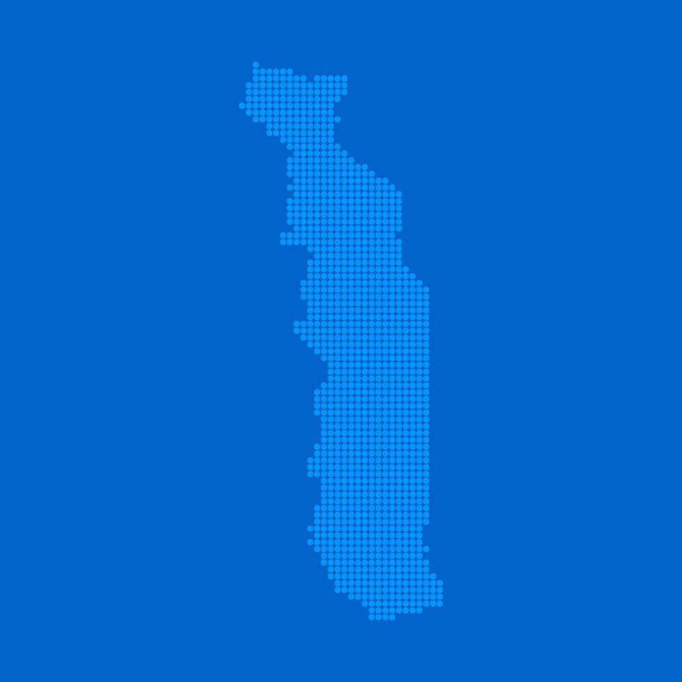 Blue halftone dot outline map background of Togo vector