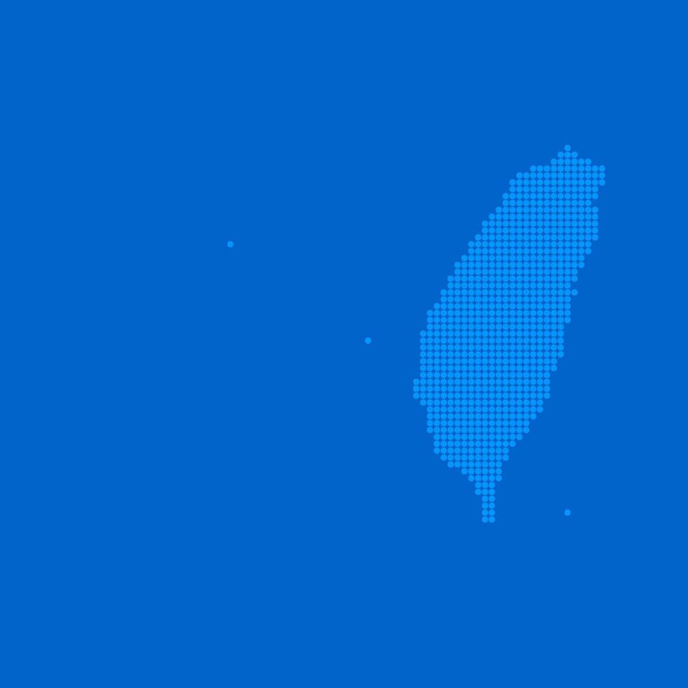 Blue halftone dot outline map background of Taiwan vector