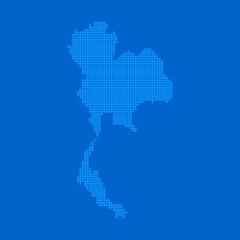 Blue halftone dot outline map background of Thailand vector